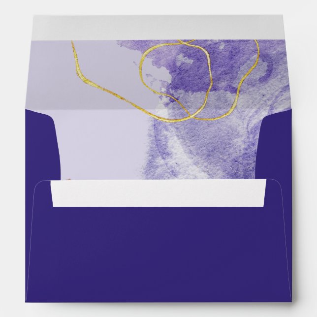 Luxury Purple & Golden Abstract Wedding Envelope (Back (Bottom))