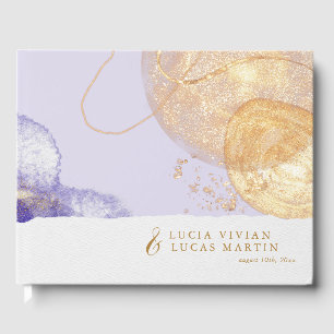 Luxury Purple & Golden Abstract Wedding  Guest Book