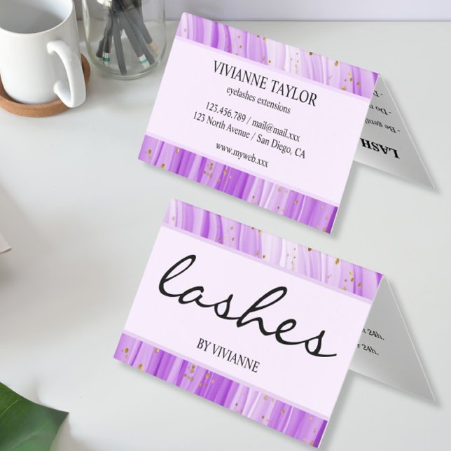 Luxury Purple Lashes Folded Business Card (Creator Uploaded)