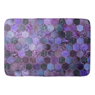 Luxury Purple Metal Foil Glitter honeycomb pattern Bath Mat