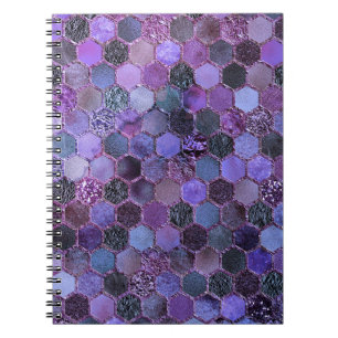 Luxury Purple Metal Foil Glitter honeycomb pattern Notebook