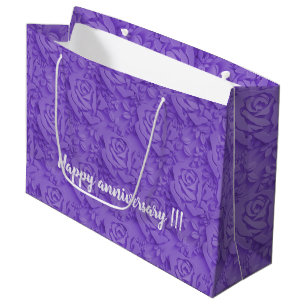 Luxury Purple Rose Popular Floral Large Gift Bag
