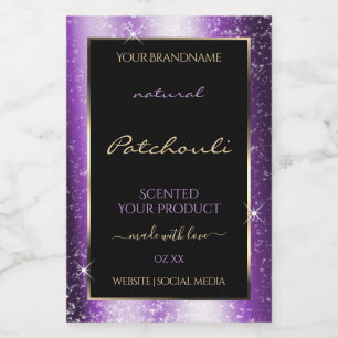 Luxury Purple Sparkle Glitter Frame Product Label