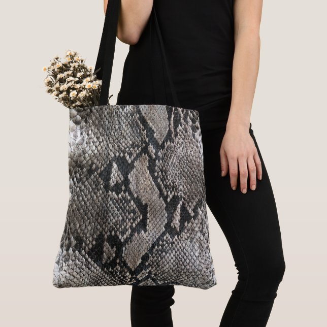 Luxury Python Snake Skin - Rich Elegant Fashion Tote Bag (Close Up)
