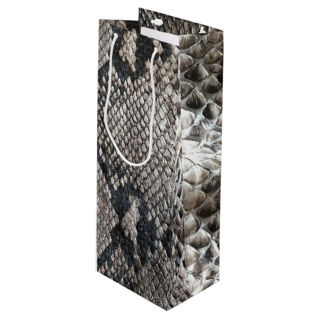 Luxury Python Snake Skin - Rich Elegant Fashion Wine Gift Bag (Front Angled)