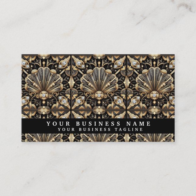 Luxury QR Code Art Deco Business Cards (Front)