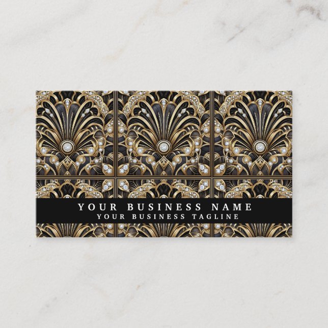 Luxury QR Code Art Deco Business Cards (Front)