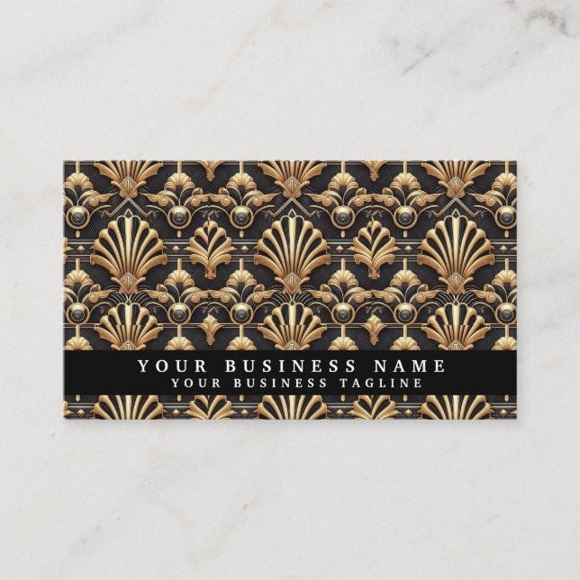 Luxury QR Code Art Deco Business Cards (Front)