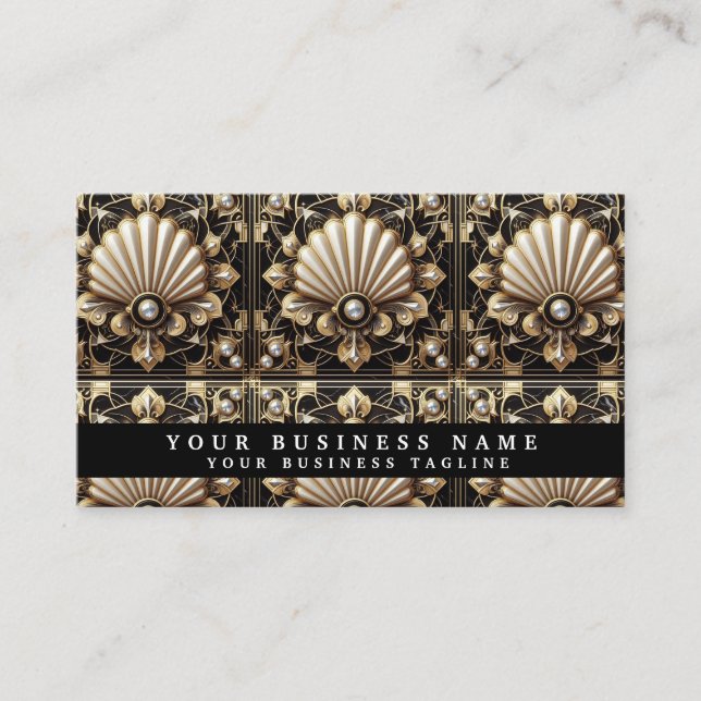 Luxury QR Code Art Deco Business Cards (Front)
