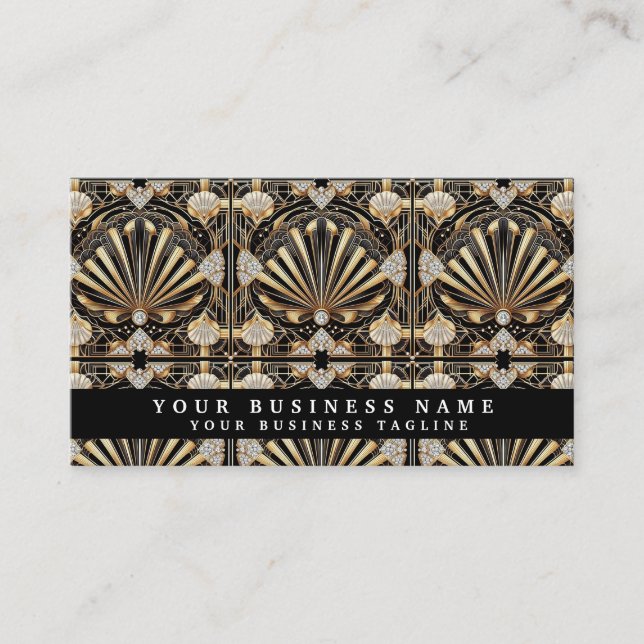 Luxury QR Code Art Deco Business Cards (Front)