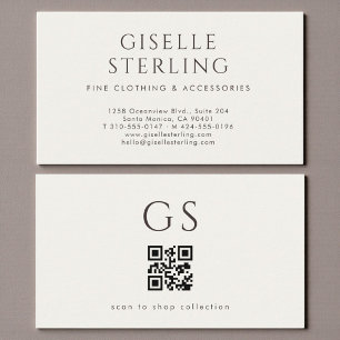 Luxury QR Code Boutique Fashion Ivory Business Card