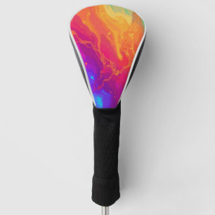 Luxury Rainbow Marble Gold Accent Golf Style Head Cover