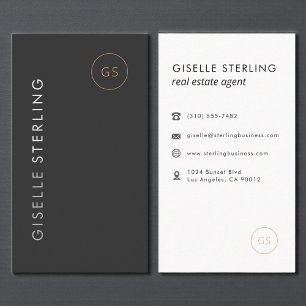 Luxury Real Estate Agent Black Gold Elegant Modern Business Card