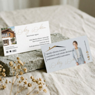 Luxury Real Estate Agent Elegant Photo Business Card