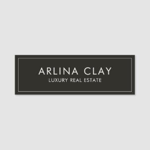 Luxury Real Estate Agent Name Tag Black