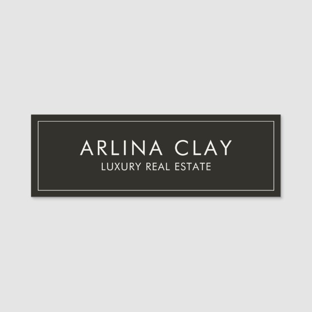 Luxury Real Estate Agent Name Tag Black (Front)