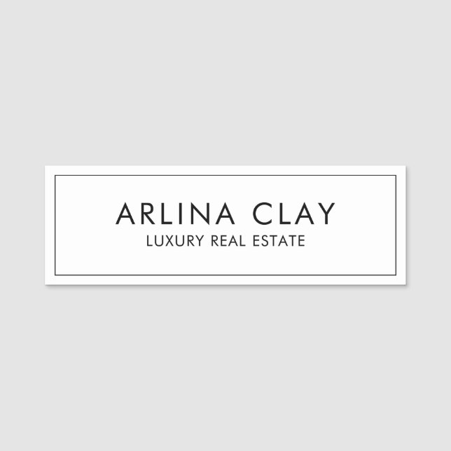 Luxury Real Estate Agent Name Tag White (Front)