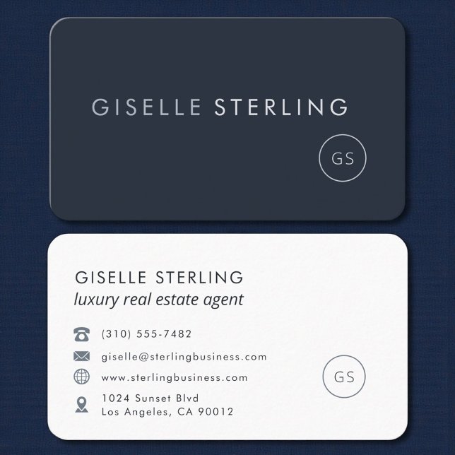 Luxury Real Estate Agent Navy Blue Professional Business Card (Creator Uploaded)