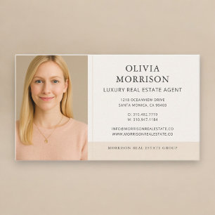 Luxury Real Estate Agent Neutral Beige Photo Business Card