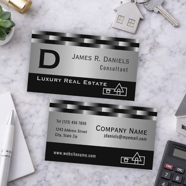 Luxury Real Estate Agent Professional Metallic Business Card (Creator Uploaded)