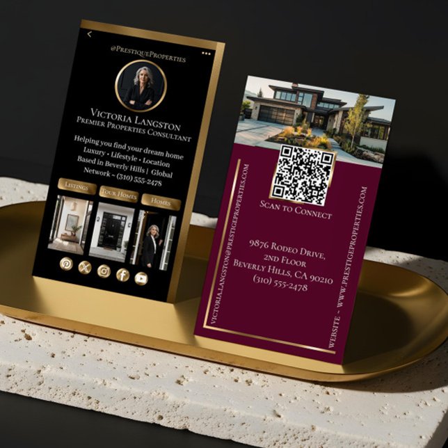 Luxury Real Estate Black Gold Social Media Photos Business Card (Luxury Real Estate Black Gold Social Media Photos Business Card)