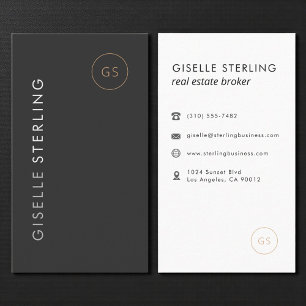 Luxury Real Estate Broker Black Gold Elegant Business Card