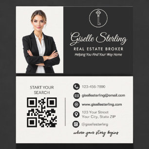 Luxury Real Estate Broker Neutral Photo QR Code Business Card