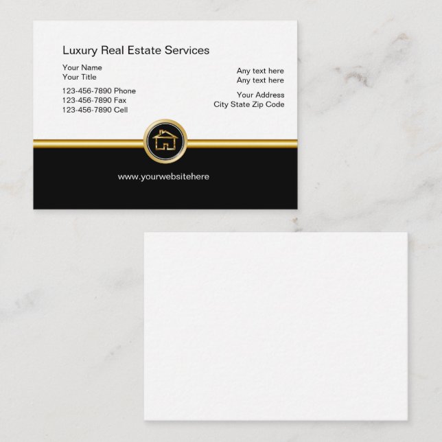 Luxury Real Estate Business Cards (Front/Back)