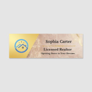 Luxury Real Estate Realtor Name Tag Marble look