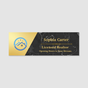 Luxury Real Estate Realtor Name Tag   Marble look