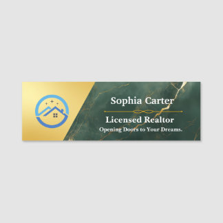 Luxury Real Estate Realtor Name Tag | Marble look