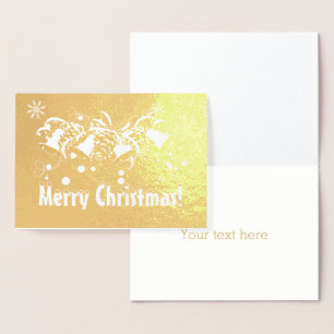 Luxury Real Gold Merry Christmas Typography Foil Card
