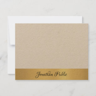 Luxury Real Kraft Paper Elegant Hand Script Gold Card