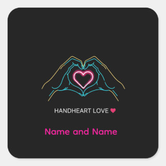 Luxury Realistic Couple Holding Hands Gold Ring An Square Sticker