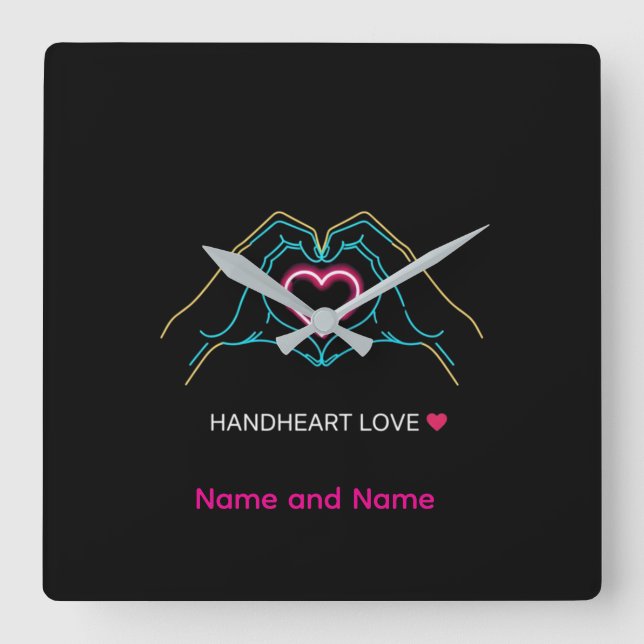 Luxury Realistic Couple Holding Hands Gold Ring An Square Wall Clock (Front)