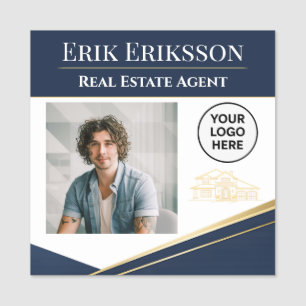 Luxury Realtor Business Card Navy Gold Name Tag