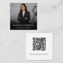 Luxury Realtor Photo Square Business Card QR Code