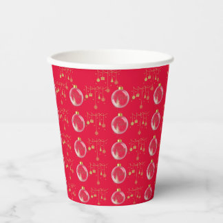 Luxury Red and Gold Bauble Christmas Paper Cups