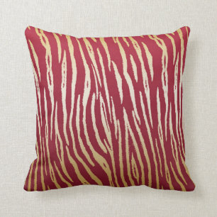 Luxury Red and Gold Tiger Print Cushion