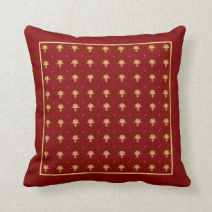 Luxury Red and Gold Vintage Damask Pattern Cushion