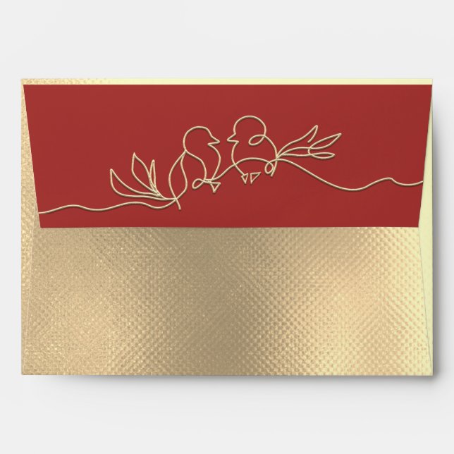 Luxury Red and Gold Wedding Envelope (Back (Top Flap))