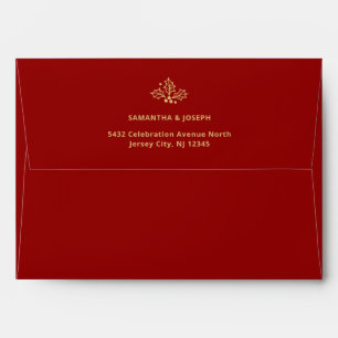 Luxury Red & Antique-Gold Wedding Envelope