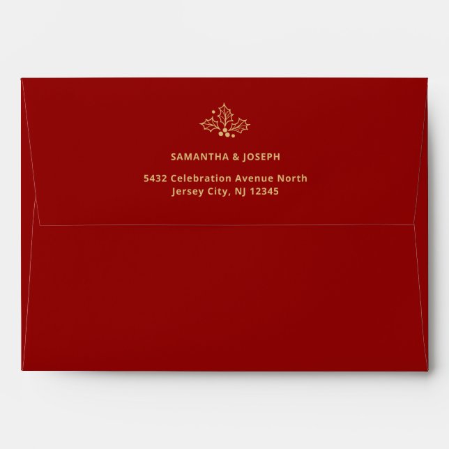 Luxury Red & Antique-Gold Wedding Envelope (Back (Top Flap))