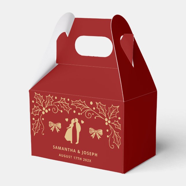 Luxury Red & Antique-Gold Wedding Favour Box (Front Side)