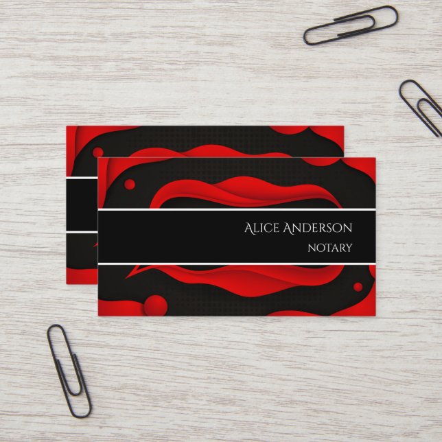 Luxury red black elegant proffessional feminine business card (Front/Back In Situ)