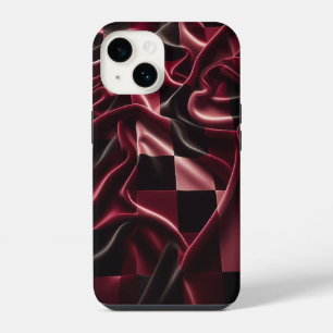 Luxury Red & Black Velvet Plaid Phone Case Elegant