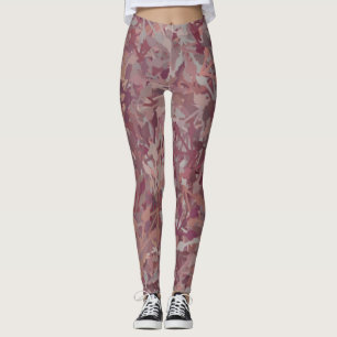 Luxury Red Brown Grey Watercolor Abstract Art Leggings