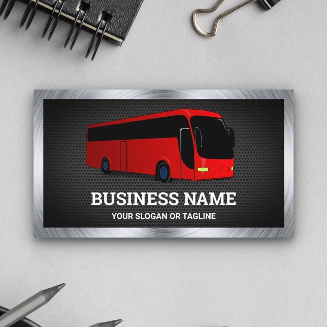 Luxury Red Bus Sightseeing Tours Travel Agent Business Card (Creator Uploaded)