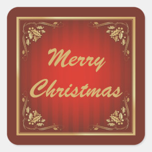 Luxury Red Customisable Christmas Square Sticker