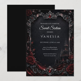 Luxury Red Dark Gothic Sweet 16 Invitation